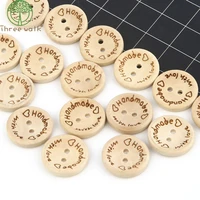 50pcs handmade with love wooden buttons 2 holes round button natural color baby buttons for scrapbooking crafts sew button diy