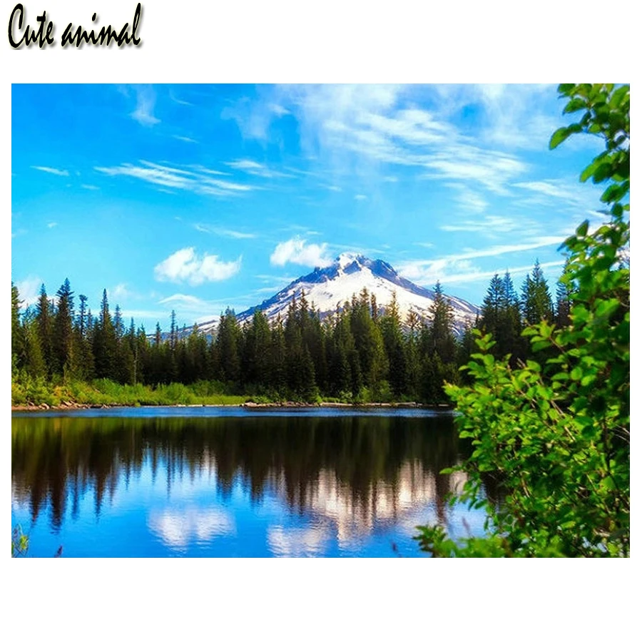 

Diamond Embroidery Natural landscape Full square 5d Diamond Painting Lakeside scenery Diamond Mosaic Cross Stitch Crystal Decor