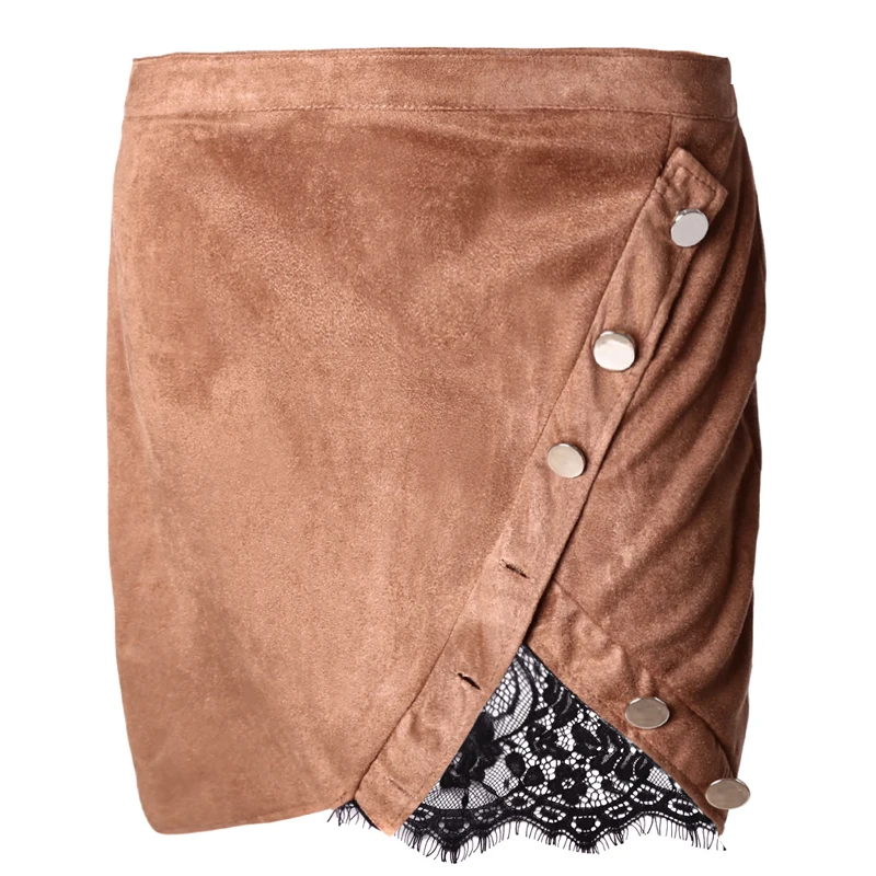 Женские юбки карандаш с высокой талией осенняя Сексуальная замшевая кожаная