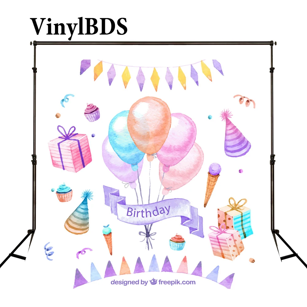 

VinylBDS Baby Birthday Background Globos Newborn Photography Background Photography Backdrops Seamless Photo For Studio Custom