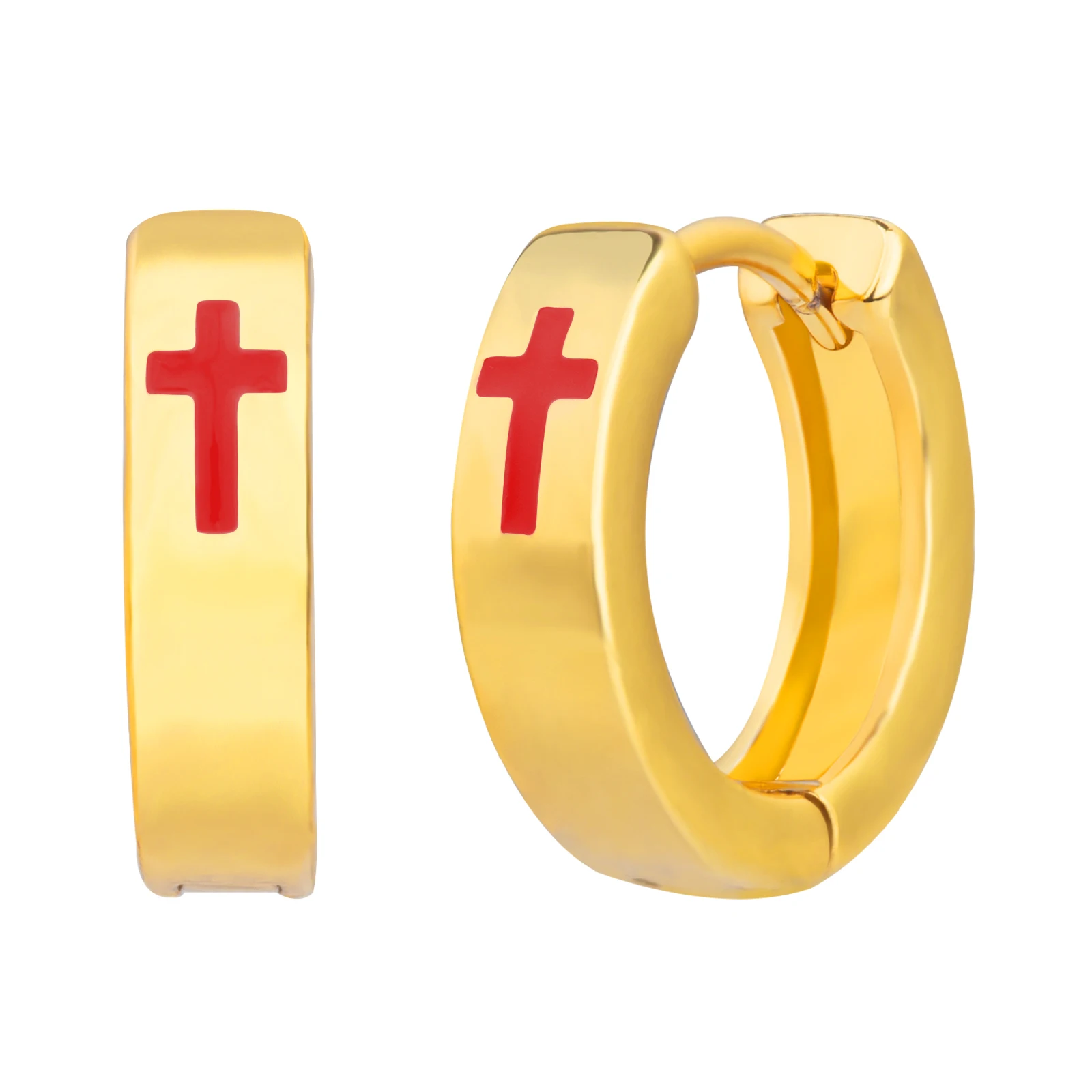 

Mini Cross Shape Enamel Earrings Fashion Simple Mini Brass Huggie Hoop Earring 14K Gold Plated Women's Jewelry Party Gifts