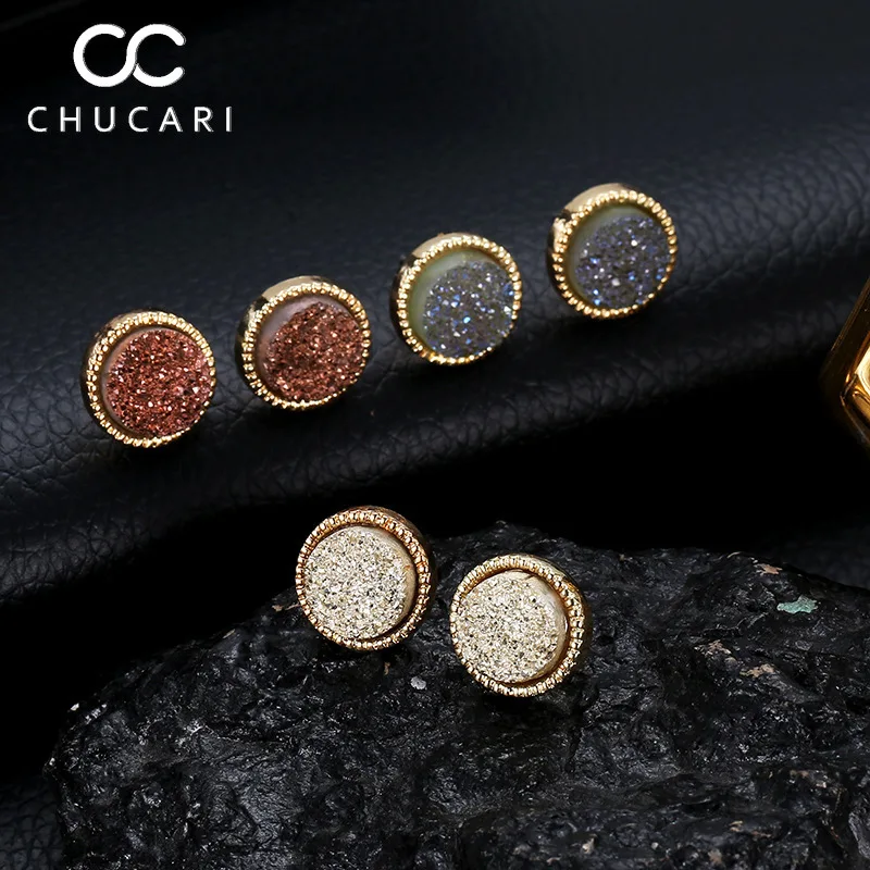 Новые модные простые серьги гвоздики CHUCARI из сплава с кристаллами смолы
