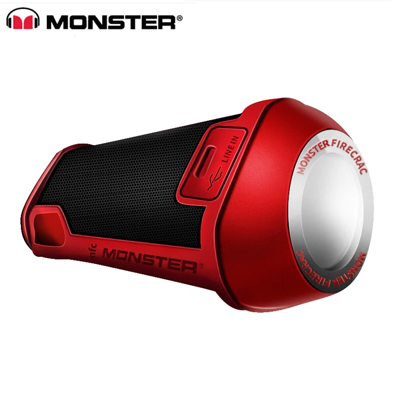 

Bluetooth-колонка Monster Firecracker, водонепроницаемая уличная Автомобильная портативная мини-колонка, встроенная светодиодная подсветка с микрофоно...
