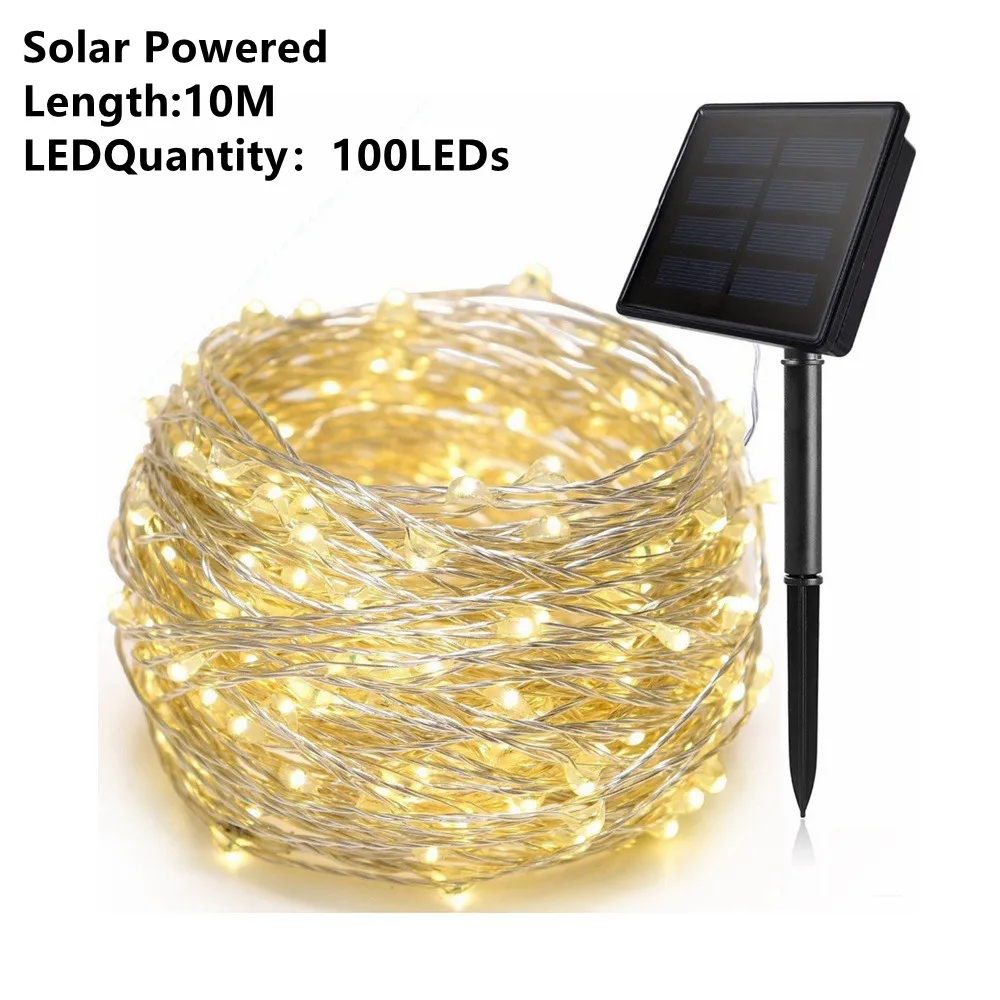 10Meter 100LEDs 5/10/20 м/50 100/200 светодиоды Солнечный свет лампа гирлянда Медный провод светодиодная гирлянда для рождественской елки Свадебная вечеринка наружной отделки - Испускаемый цвет: 10Meter 100LEDs