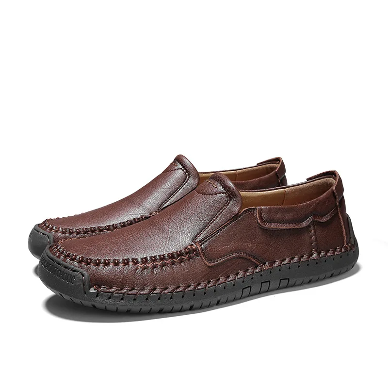 

New men's leather handmade big dock layer cowhide beanie shoes casual shoes