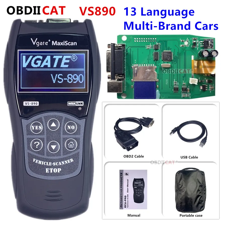 Диагностический сканер Vgate VS890 vs 890 OBD2 считыватель кода MaxiScan с поддержкой