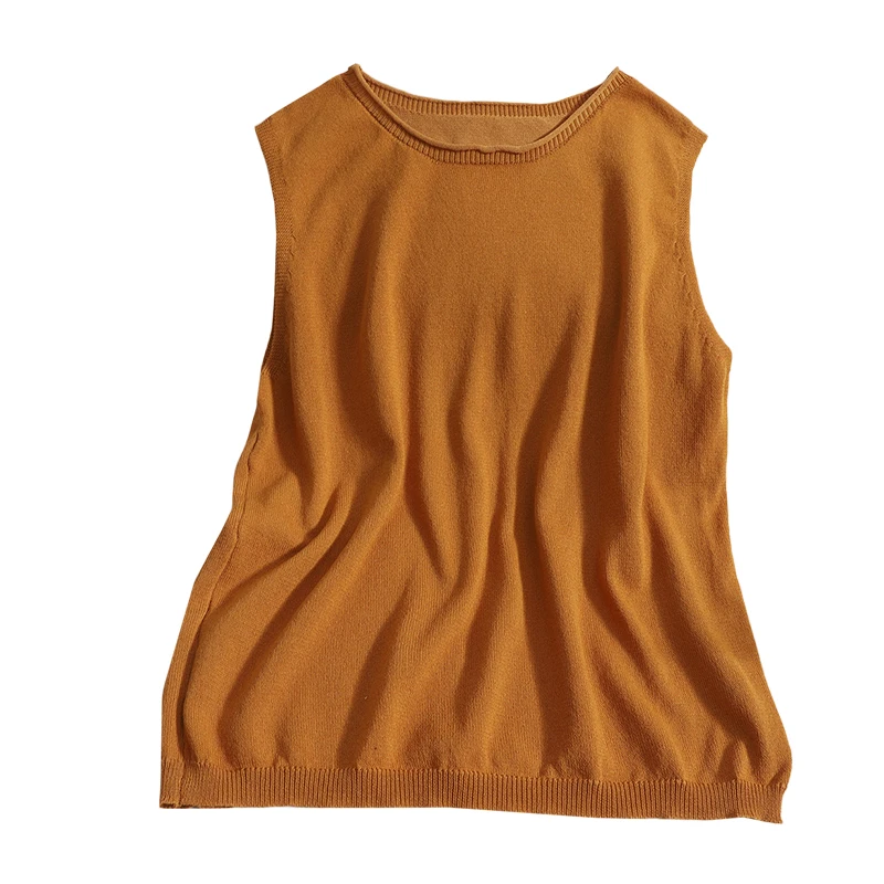 

FTLZZ 2021 Summer Green Sweaters Vests Women Thin Loose O-Neck Casual Sleeveless Black Knit Vest Thin Basic Elegant Vest