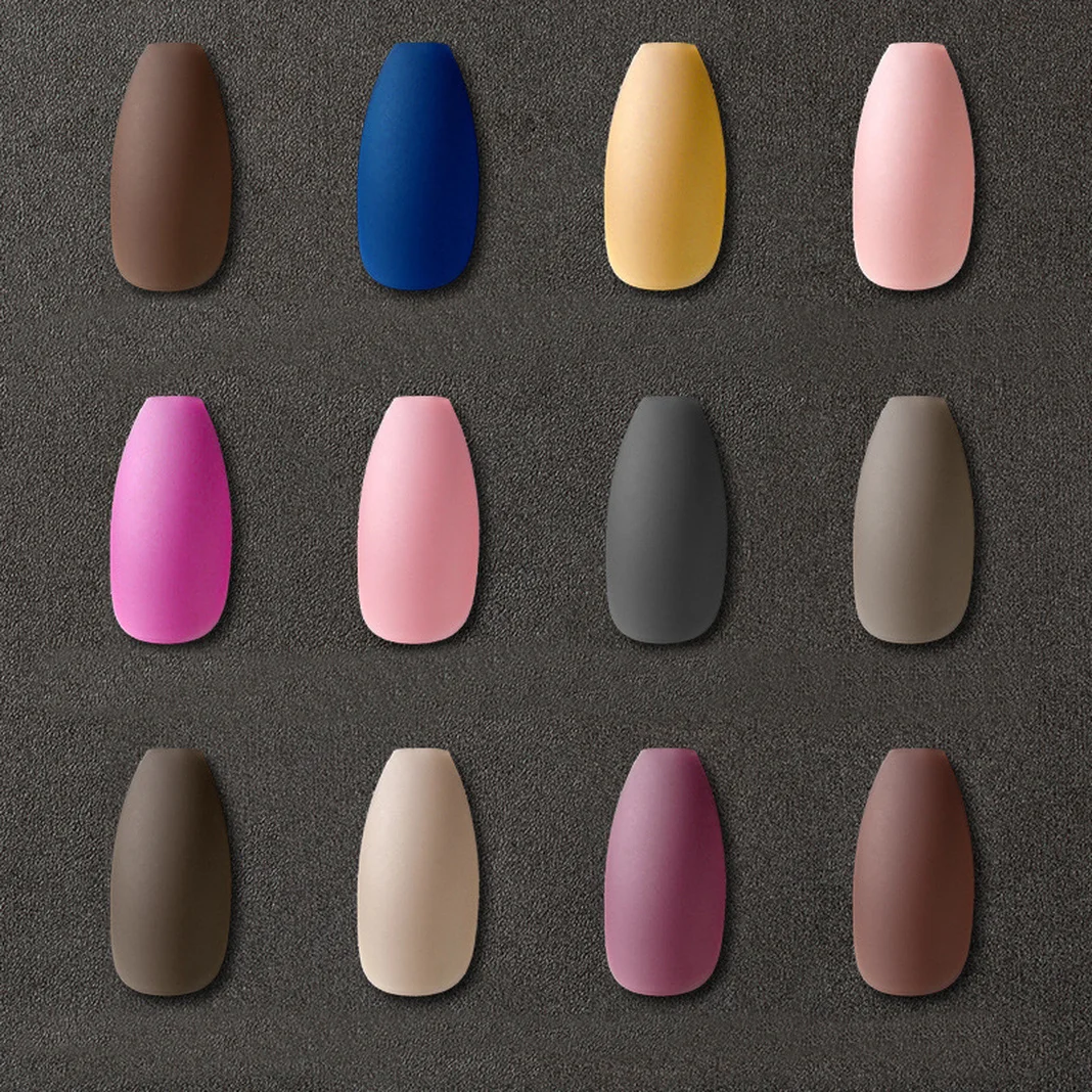 

24pcs Matte Fake Nails Frosted Matte Detachable Long Tips for Nail Extension Manicure Art Wholesales Press on Fake False Nails