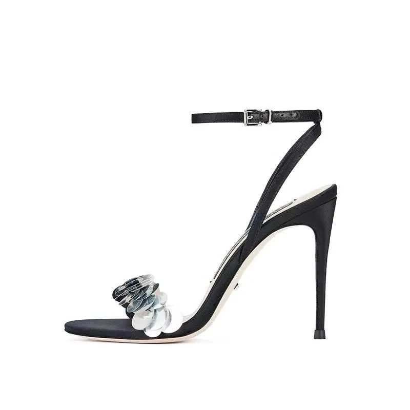 

Summer 2021 spring and summer new Sequin open toe high heels
