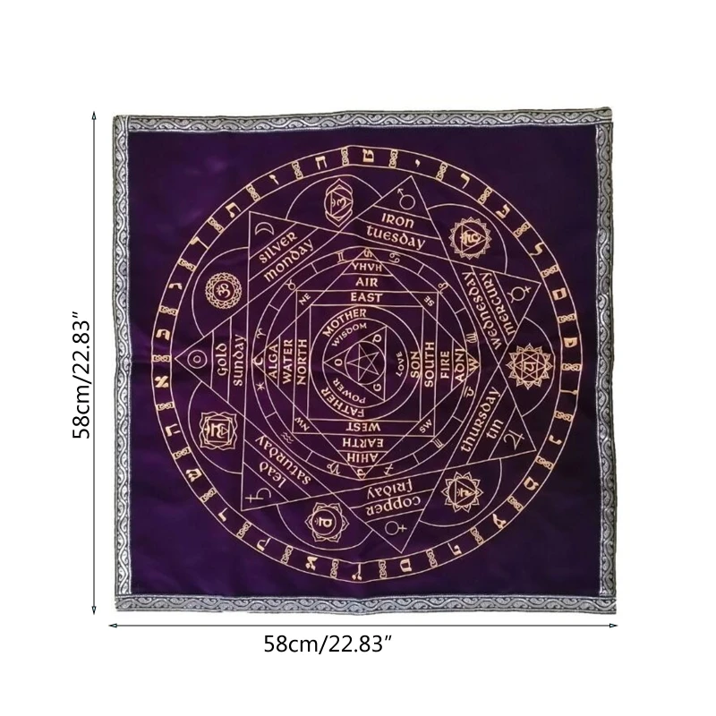 

OOTDTY 58x58cm Art Tarot Pagan Altar Tablecloth Divination Cards Square Table Cover Board Game Velvet Cloth Decor