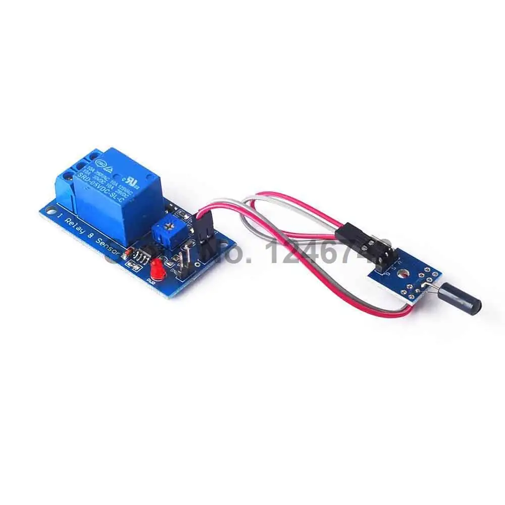 Модуль датчика нормально открытой вибрации 5 В 12 постоянного тока релейный