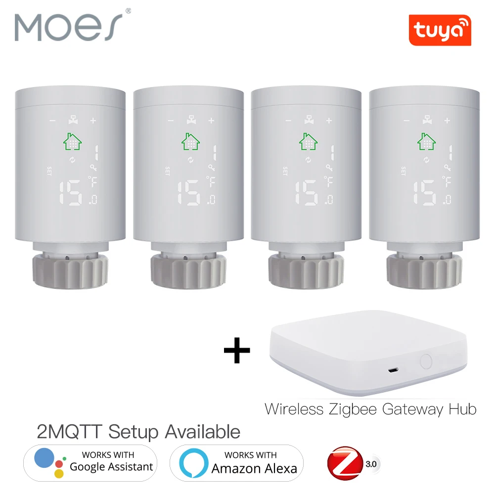

TRV ZigBee3.0 Smart Radiator Actuator Programmable Thermostatic Radiator Valve Temperature Controller Voice Control via Alexa