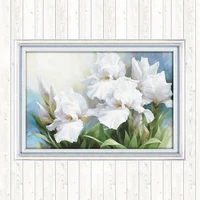iris chinese cross stitch embroidery flowers 14ct counted print on canvas 11ct fabric for embroidery kit dmc diy needlework kits