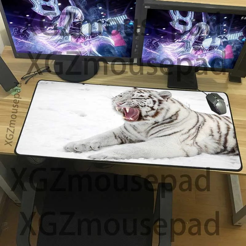XGZ животные Сибирский тигр ревущий HD на заказ большой коврик для мыши черный