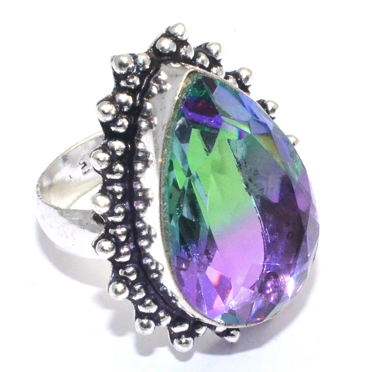 

Genuine Ametrine Ring Silver Overlay over Copper, Hand Made Women Jewelry gift , Size : 8 , R7625