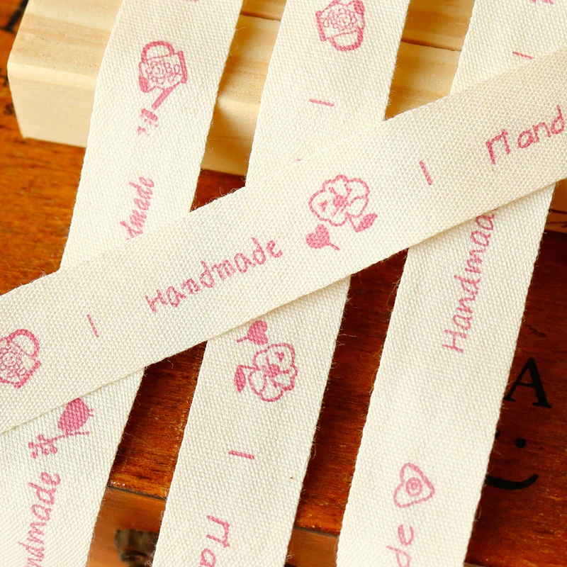 Ярко розовая хлопковая лента ручной работы цветок птица 15 мм x 100 м тканевая для