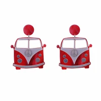 new creative funny cute mini red cars acrylic earrings for women girls vintagelovely long dangle earrings female fashion jewelry