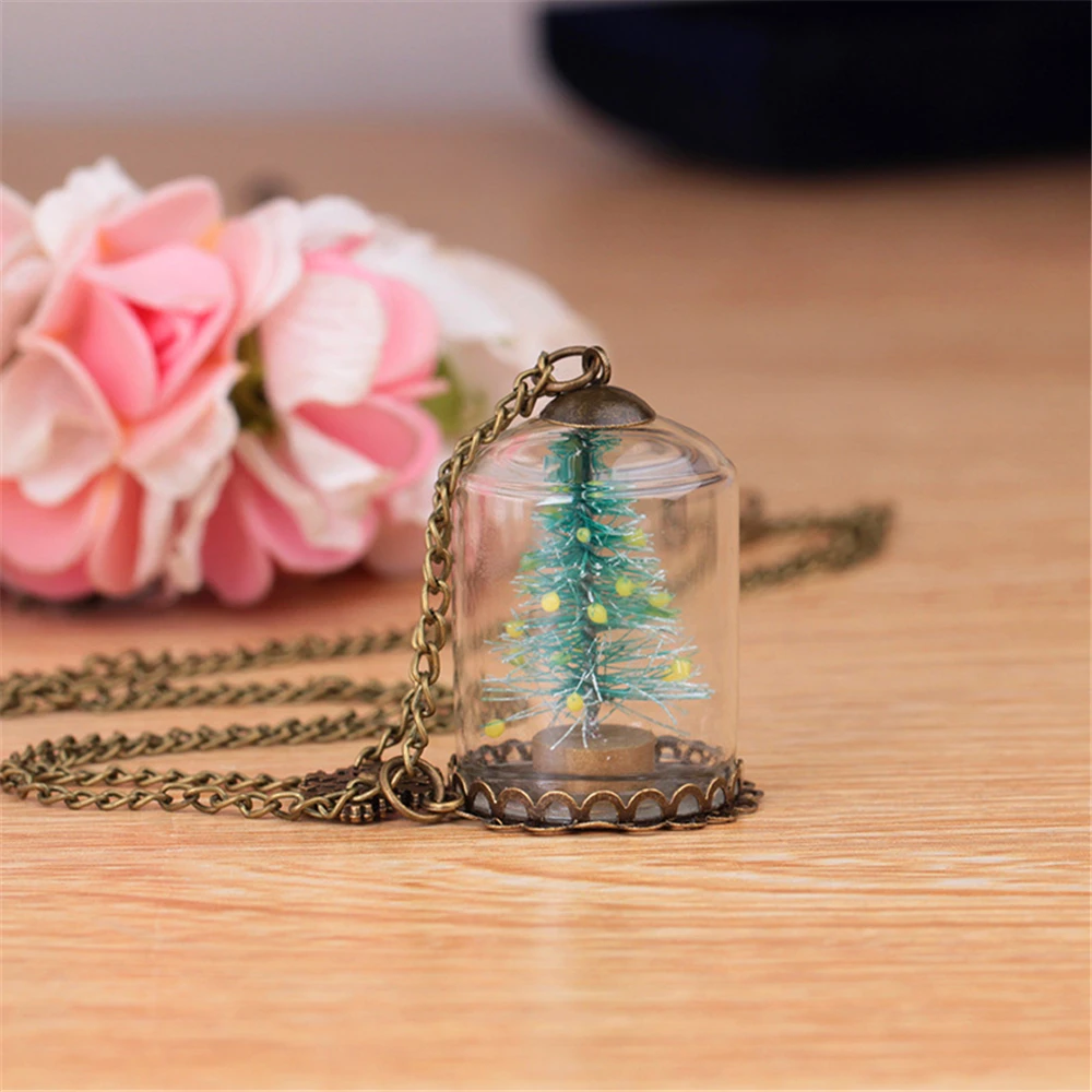 

Christmas necklace snowflake glass cover luminous pendant necklace, Christmas tree ornaments creative personality gifts