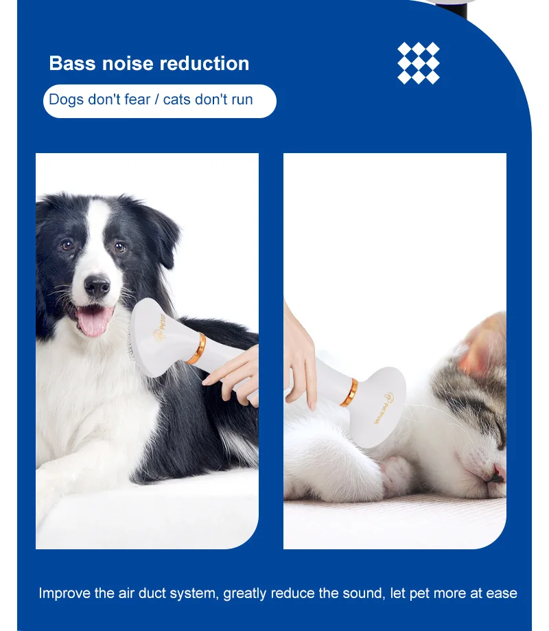 

2-In-1 Pet Hair Dryer Portable Home Pet Grooming Cat Hair Comb Cat Drying Low Noise Adjustable Temperature Pet Brush Round Head