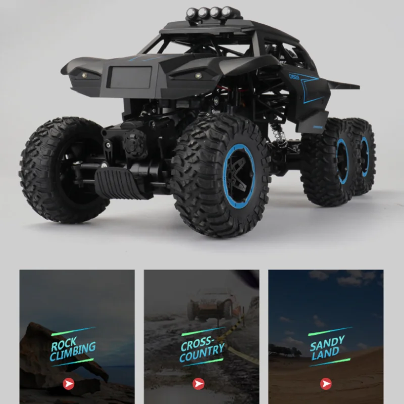 RC Car with Light 6WD 2.4Ghz Remote Control Crawler Big Size Monster Off Road High Speed Truck Kids Toys Gift Boys Child | Игрушки и