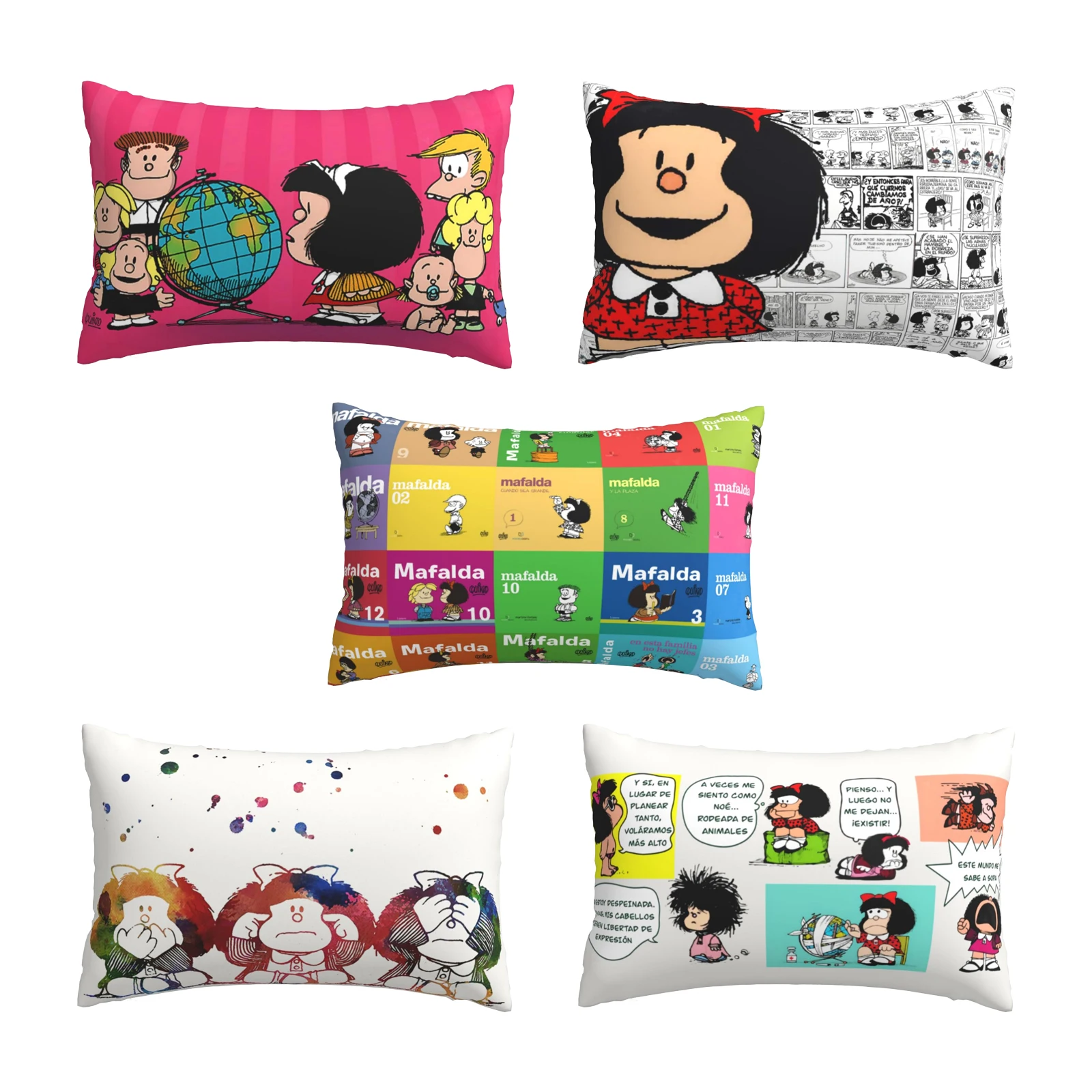 

Anime Mafalda Cartoon Collage Pillowcase Throw Pillow Cushion Cover for Home Decorative Sleeping Pillow Sofa backrest office