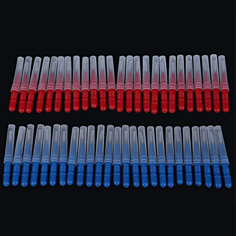 Зубная щетка 50 шт. зубная для ухода за зубами красная и синяя|Межзубная щетка| |