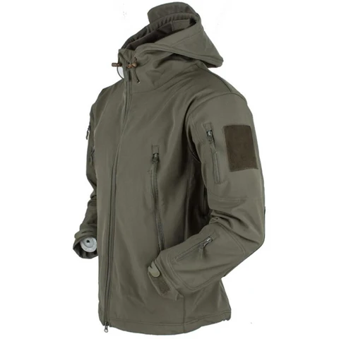 Зимняя тактическая куртка с мягкой оболочкой, Флисовая теплая ветрозащитная водонепроницаемая куртка с капюшоном, мужская спортивная одежда для кемпинга и охоты 4XL