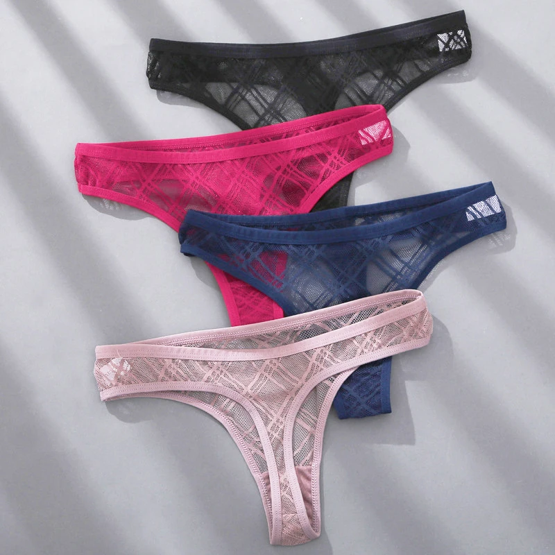 

Sexy G-String Thong Lace Women's Panties Low-Waist Female Underpants Mesh Perspective Briefs Lingerie M-XL