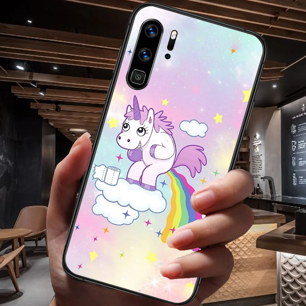 

Unicorn On Rainbow Jetpack Phone Case For Huawei P Mate Smart 10 20 30 40 Lite Z 2019 Pro black Bumper 3D Waterproof Tpu Hoesjes