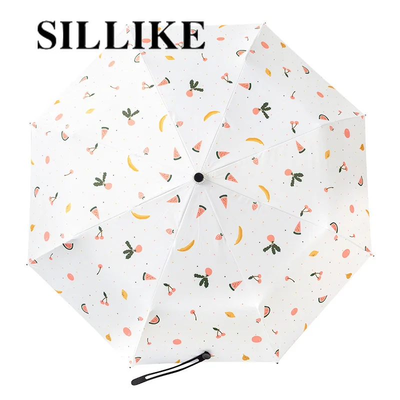 

Automatic Umbrella Women's Dual-Use Fresh Umbrella Full-Automatic Sun Umbrella Folding Student Minimalist Tri-Fold Creative