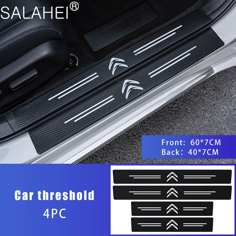 

4PCS Car Threshold Decals Scuff Anti Scratch Carbon Fiber Auto Car Goods For Citroen C2 C3 C4 C5 ZX Quatre Saxo Xsara Jimny 1.6