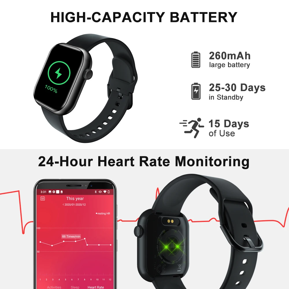 cubot c5 5atm waterproof smartwatch heart rate calorie monitor touch fitness tracker sport smart watch for men women android ios free global shipping