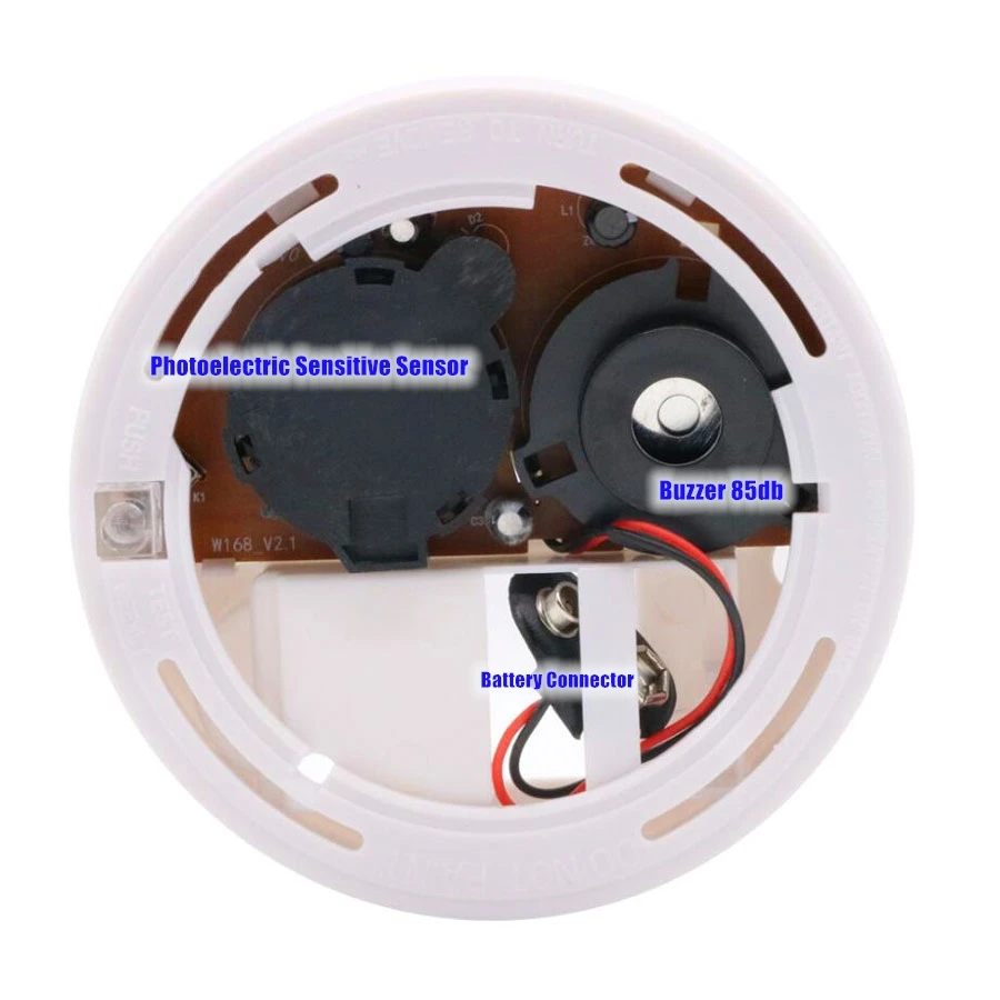 China Shenzhen 9V Battery Operated Sensitive Smoke Sensor Fire Detector Alarm Wireless RF433Mhz 2262 1527 | Безопасность и защита