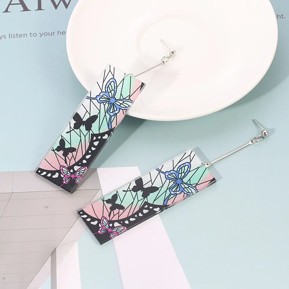 Модные Акриловые серьги Tanjiro рассекающие демонов Аниме Реквизит для косплея