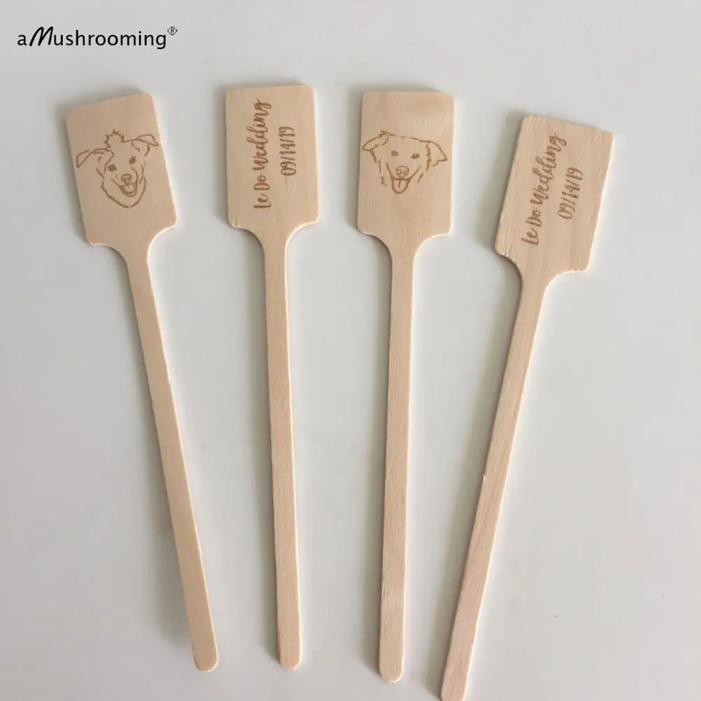 Персонализированные монограммы для напитков деревянные перемешивающие палочки