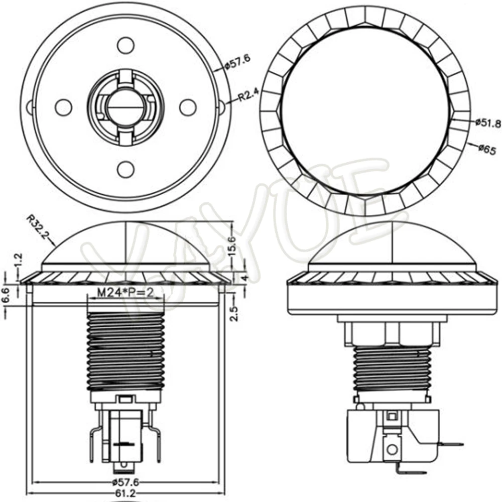 1 шт. 60 мм большая круглая аркадная кнопка со светодиодной подсветкой и