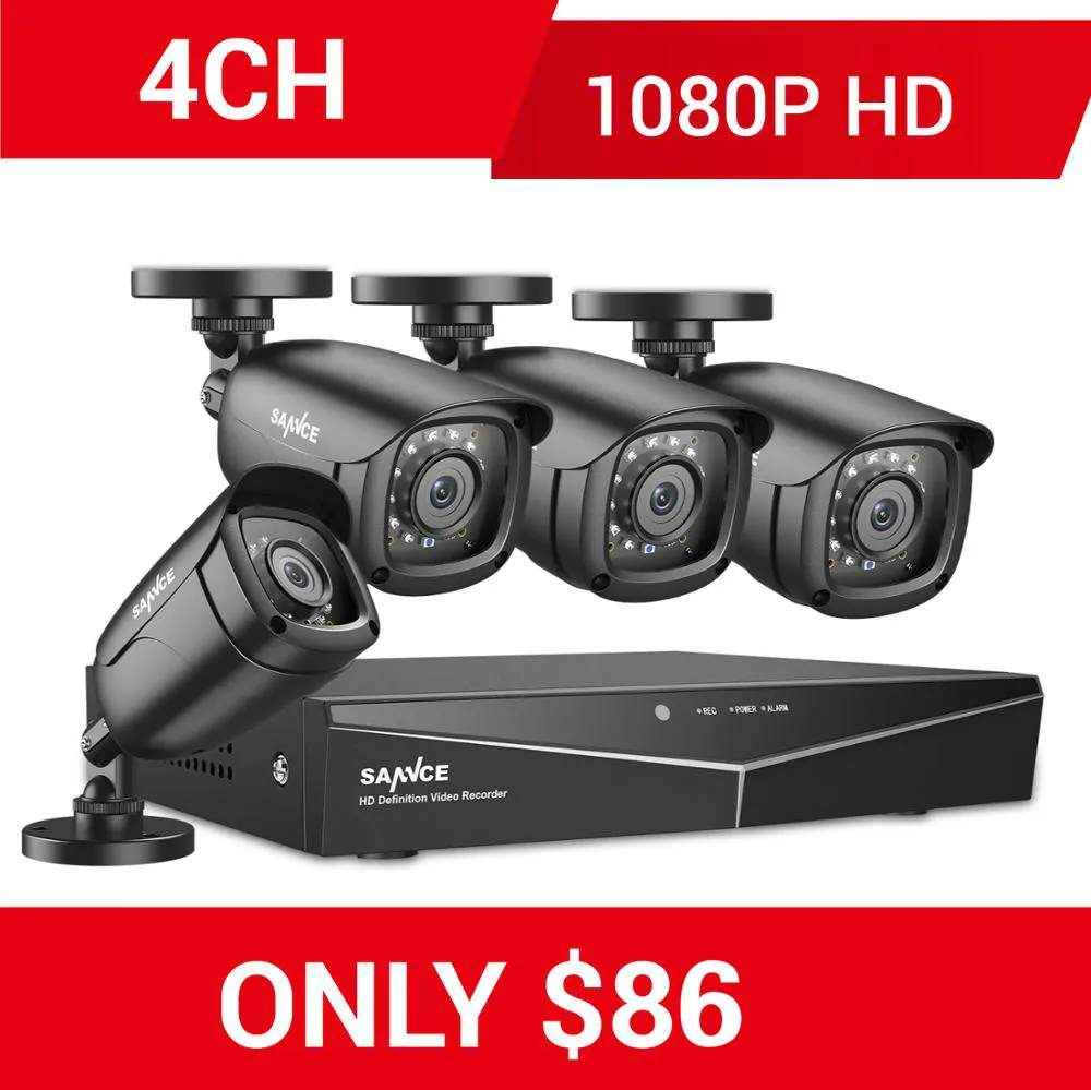 SANNCE 4CH 1080P домашняя система видеонаблюдения 5в1 1080N NVR с 4 шт уличная Всепогодная