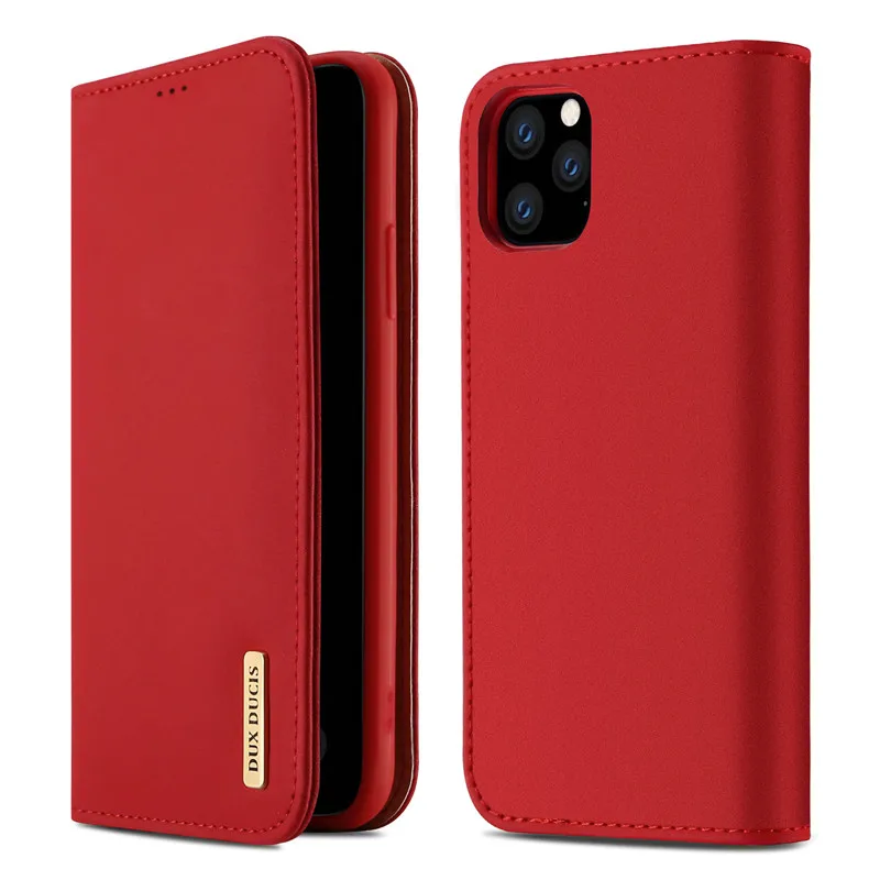 Настоящий Роскошный чехол из искусственной кожи с защелкой для iPhone 11 Pro Max, защитный чехол для телефона, чехол для iPhone 11 Pro Max, чехол-кошелек - Цвет: Красный