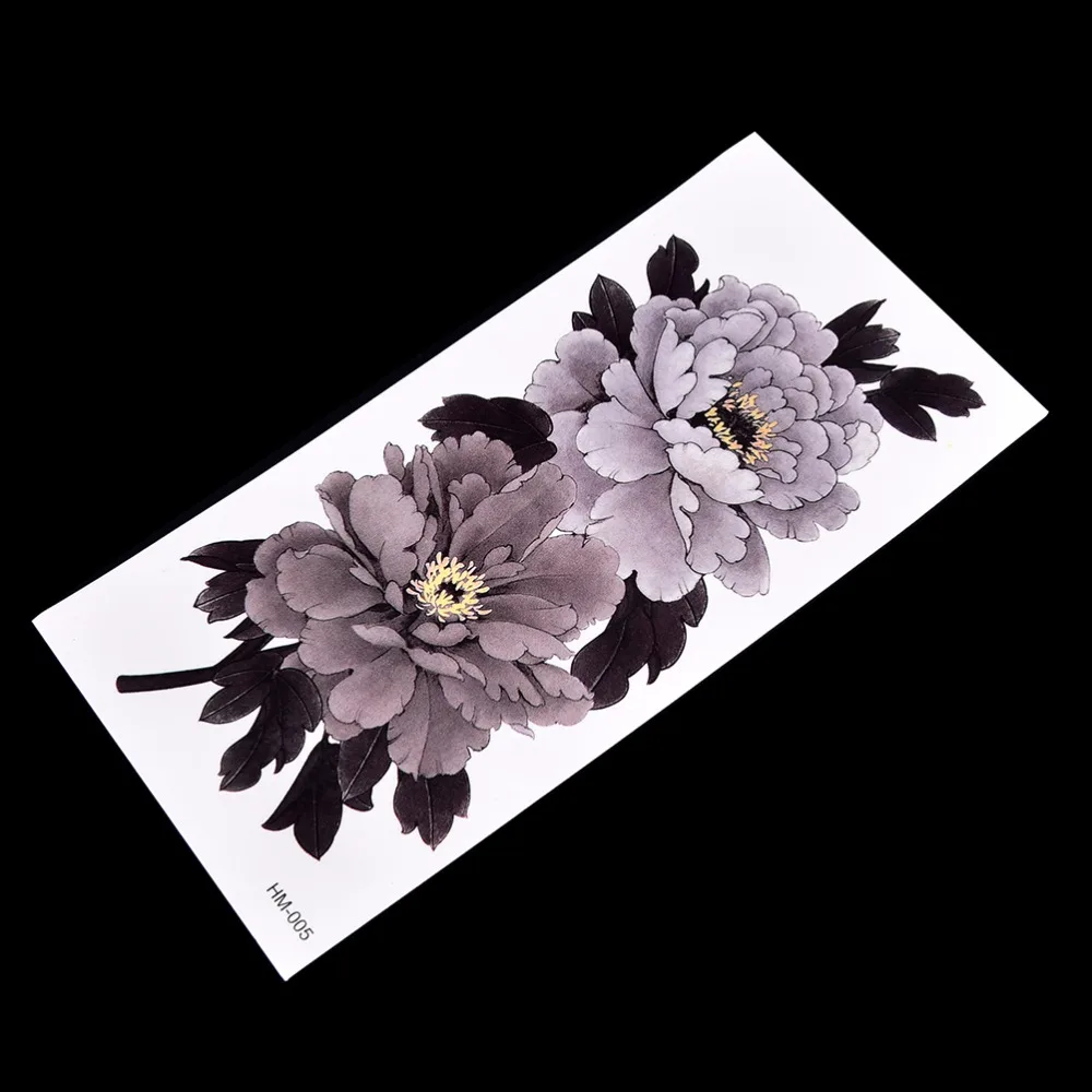 Grey-White Waterproof One-Time Tattoos Stickers Arm Leg Tatto Sticker China Peony Flower Temporary Tattoo Series Newest | Красота и