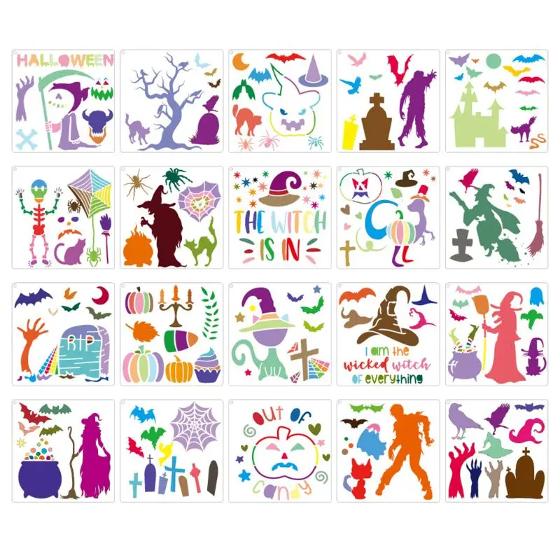 

20PCS Halloween Decor Stencils Template for Face Painting DIY Drawing Painting