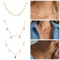 aide 2021 trend chain necklace for women 925 sterling silver mini classic colorful zirconia geometry cross collares para mujer