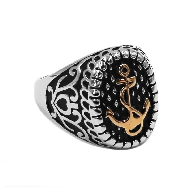 Золотой парусный Якорь Кольцо из нержавеющей стали ювелирные изделия мода
