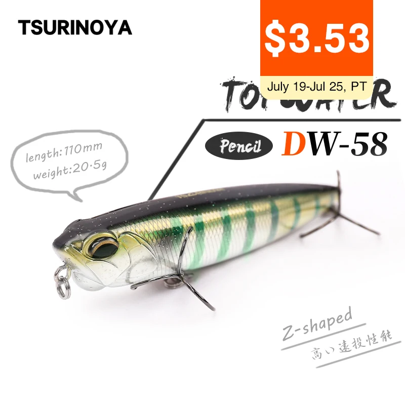TSURINOYA 110F Topwater плавающая приманка для рыбалки карандаш 110 мм 20 5 г DW58 собачья