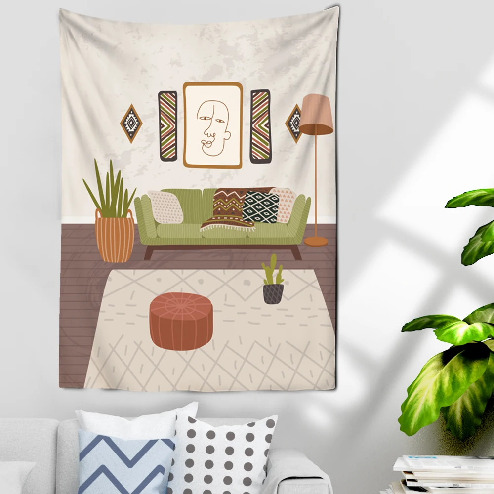 Богемная африканская девушка кошка настенная Картина на холсте скандинавский