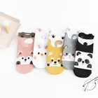 Носки женские хлопковые в стиле Харадзюку, модные повседневные Смешные, с рисунком панды, лисы, кролика, собаки, милые в Корейском стиле, Осень-зима