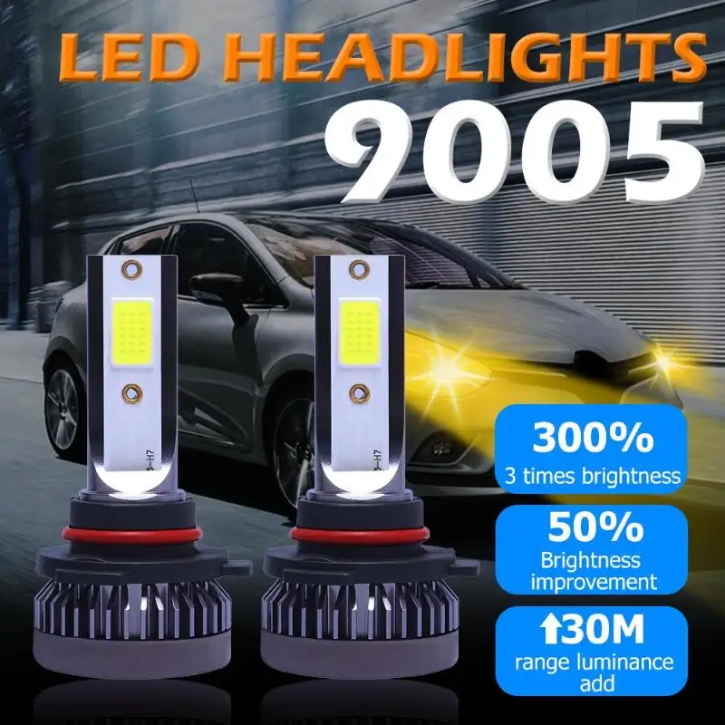 1 пара светодиодный светодиодные лампы из авиационного алюминия 6063 9005 9006 H1 H7 H11