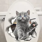 3d наклейки на унитаз с изображением кошек, яркое украшение, животное, наклейка, настенный постер, аксессуары для ванной комнаты, наклейки