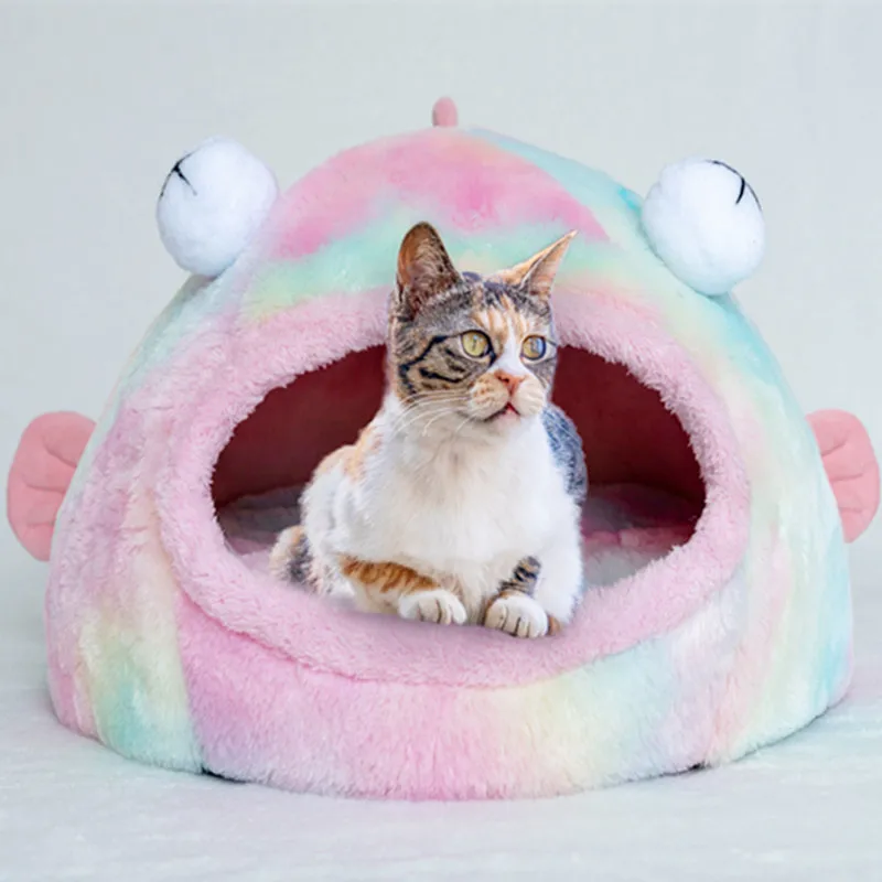 Bigeye Конура трехмерный зимний теплый кошачий наполнитель креативная палатка для