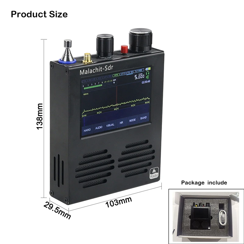 Новый ресивер Malahit-SDR 50 кгц-2 ГГц радиоприемник DSP сенсорный экран 3 5 дюйма с