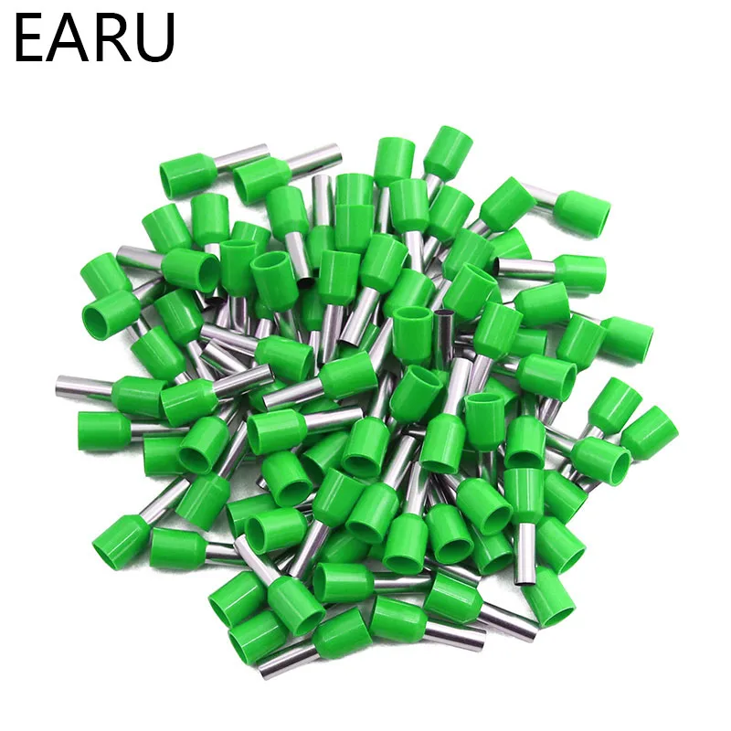 100pcs/Pack E0508 E7508 E1008 E1508 E2508 Insulated Ferrules Terminal Block Cord End Wire Connector Electrical Crimp Terminator